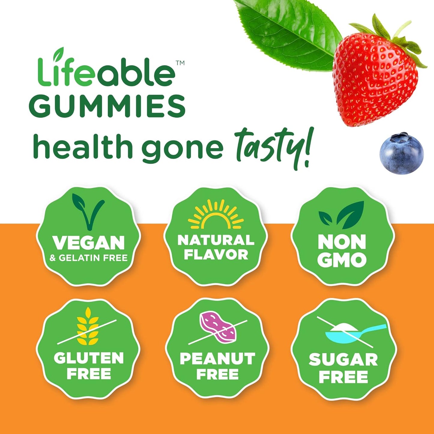 Gummy Bundle: Lifeable B Complex + Vitamin C 750mg - Tasty, Gluten Free, GMO Free Chewables