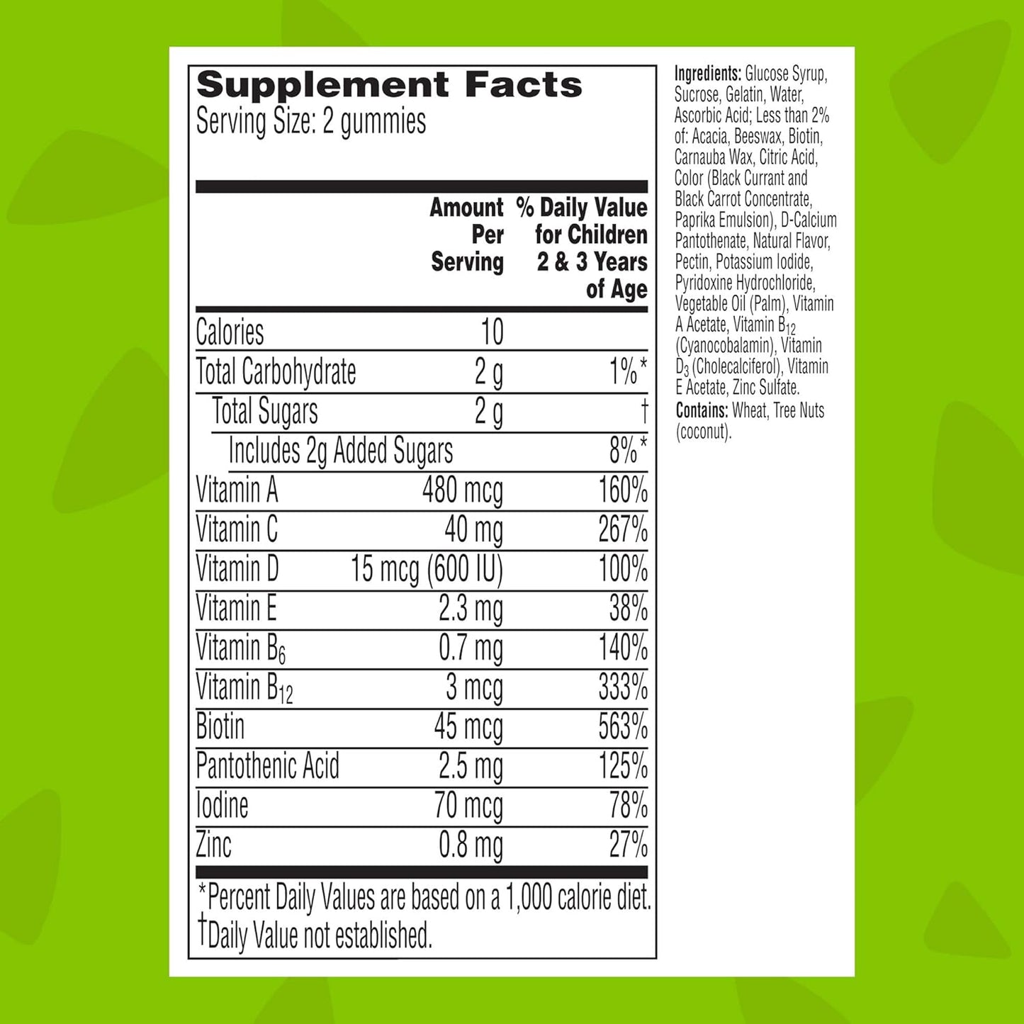Gummy Multivitamin for Toddlers with Vitamins A, C, D, B12, Zinc - 80ct