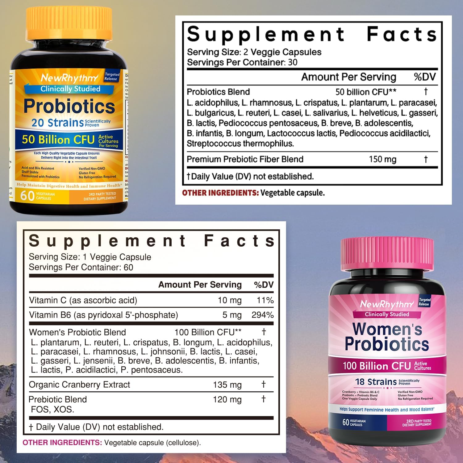 Gut Balance Bundle: Probiotics 50 Billion CFU & Women’s Probiotics (100B CFU), Daily Support for Gut Health and Feminine Care - 120 Capsules (2 Pack)