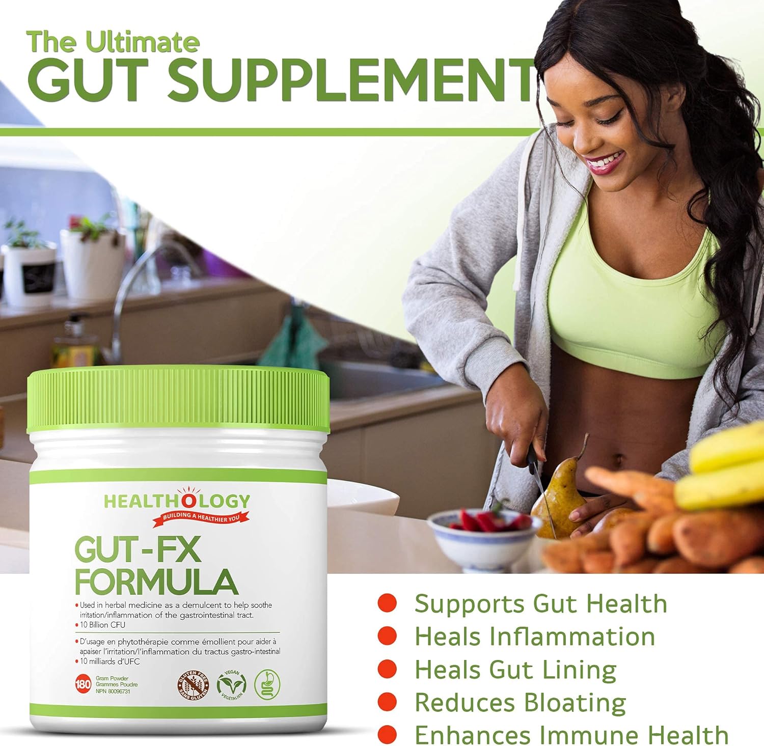 GUT-FX Gut Supplement for Leaky Gut Repair, Inflammation Reduction, Bloating Relief | Probiotics, L-Glutamine, Marshmallow Root