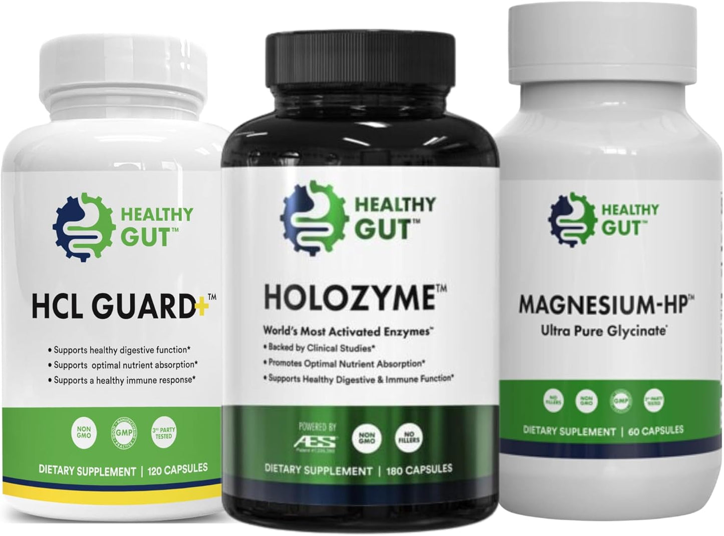 Gut Health Constipation Relief Bundle | Magnesium HP, Holozyme, and HCL Guard