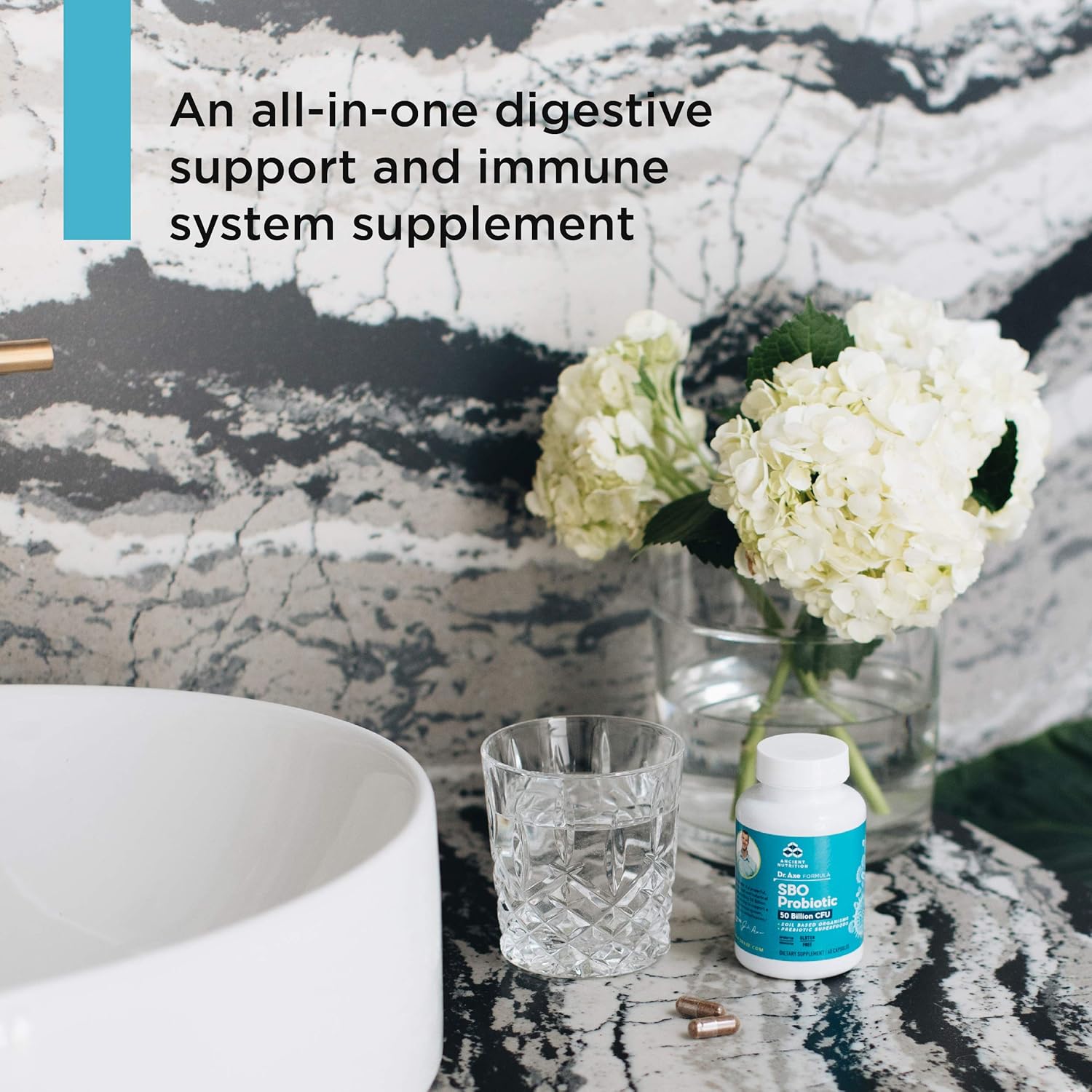 Gut Restore Probiotics with Ginger and Fenugreek, 60ct - Supports Digestion, Reduces Gas & Bloating, Superfoods Blend, 50B CFUs/serving