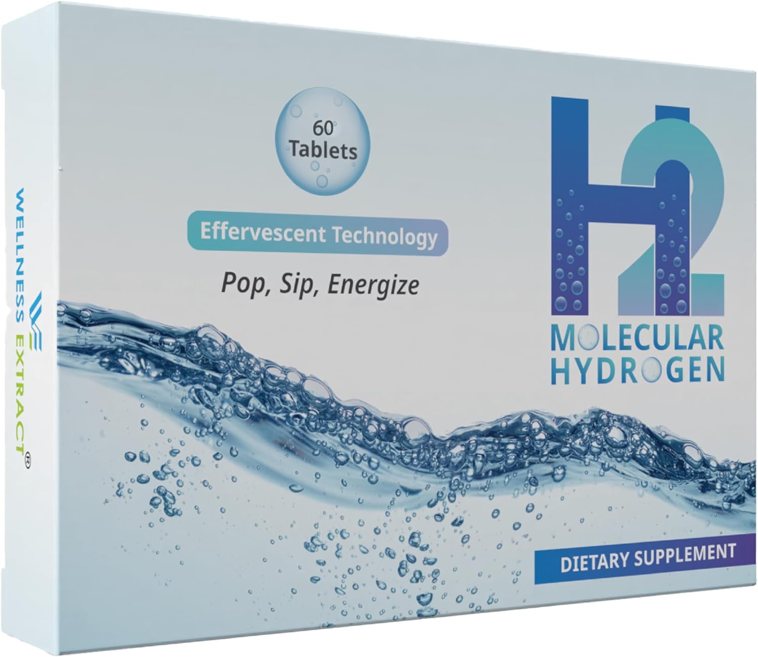 H2 Molecular Hydrogen Water Tablets for Healthy Hydration, Energy, and Metabolism Support - 8 PPM (60 Tablets, Unflavored)