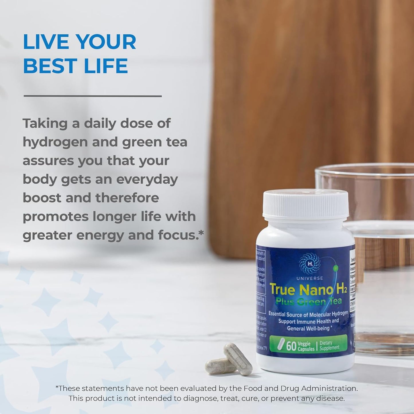 H2 Universe True Nano H2 with Green Tea Capsules - Boost Energy & Antioxidants