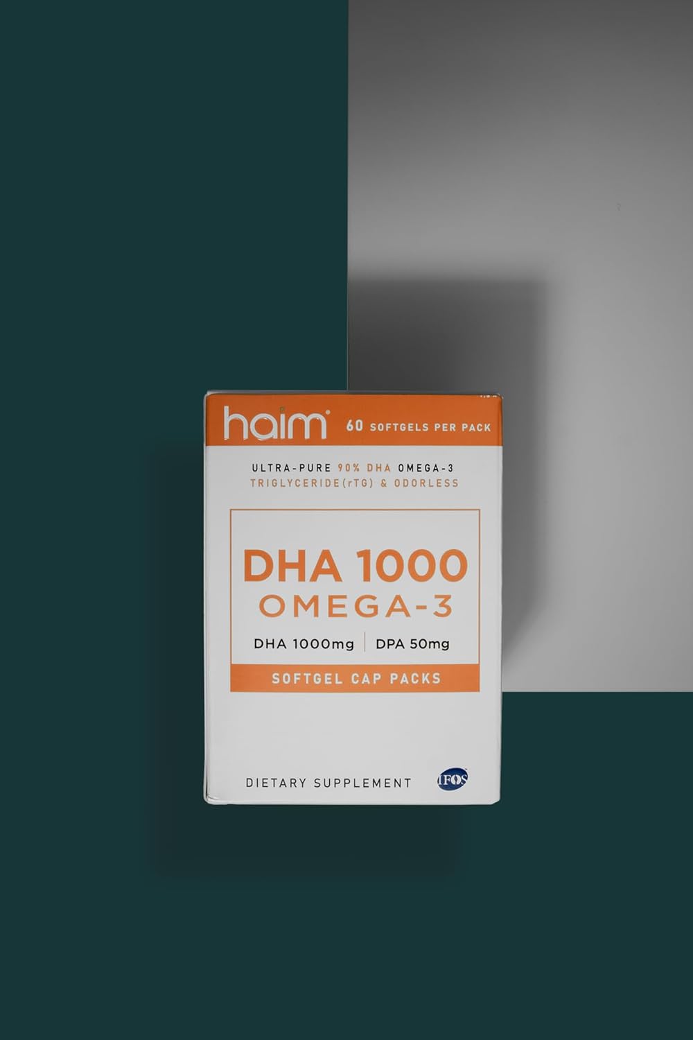 HAIM DHA 1000 Omega-3 Fish Oil Capsules - High Purity 1000mg DHA, 50mg DPA, 1100mg Omega-3 - 90 Servings