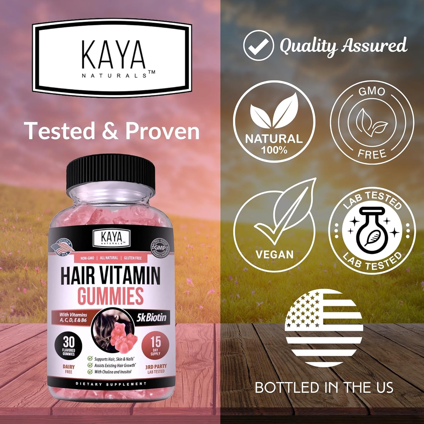 Hair Growth Gummies with Biotin 5000mcg - Beauty Supplement for Healthy Hair, Skin, and Nails - 30 Count - Blueberry Flavor