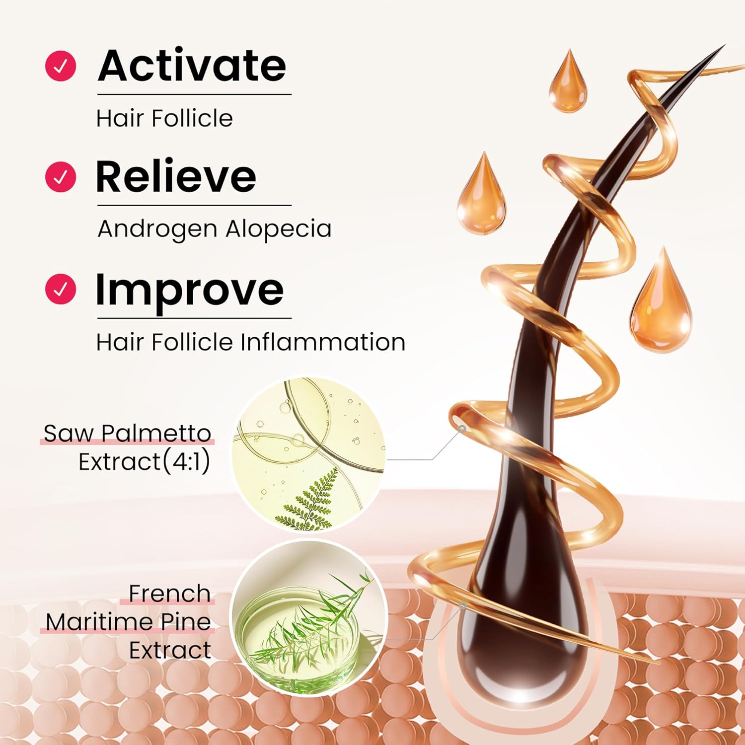 Hair Growth Supplement with Biotin, Vitamins A, C, E, Zinc - Supports Strength, Thickness, Growth - 60 Capsules