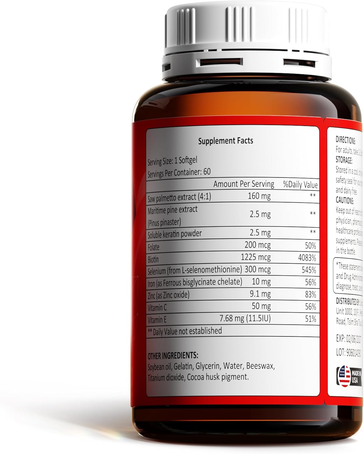 Hair Growth Supplement with Biotin, Vitamins A, C, E, Zinc - Supports Strength, Thickness, Growth - 60 Capsules