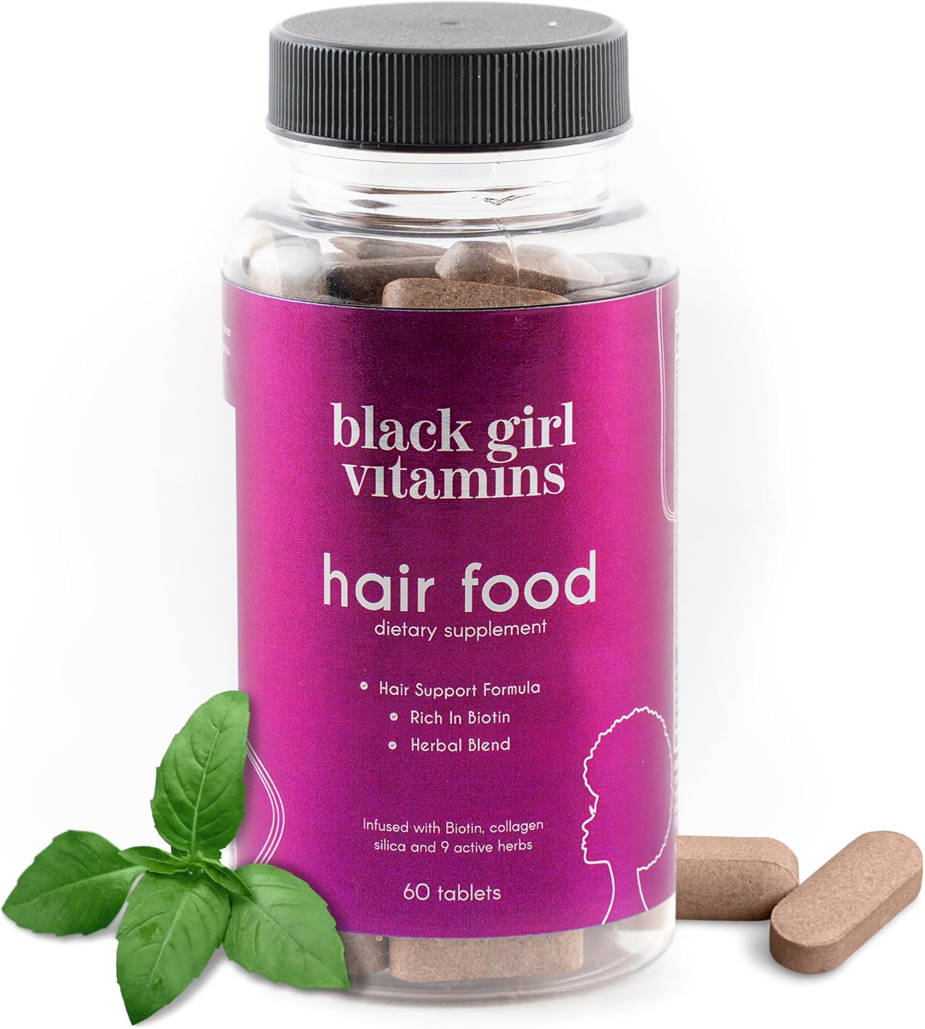 Hair Growth Support Supplement for Black Women - Biotin & Collagen Hair Food, Vegan & Gluten-Free - 60ct