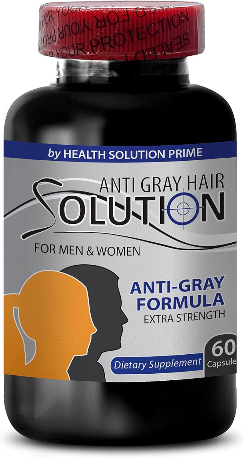Hair Health Solution: Vitamin B6 & Pantothenic Acid - Gray Hair Reversal for Men and Women - Natural Hair Color Supplement with Biotin, Saw Palmetto - 3 Bottles, 180 Capsules