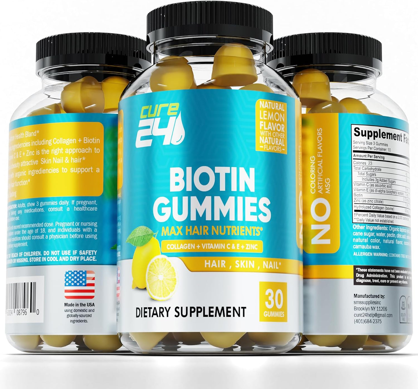 Hair, Skin, and Nail Growth Support Gummies with Biotin, Vitamin C, E, Collagen, and Zinc - 60 Gummies USA Made - BoostGo Australia