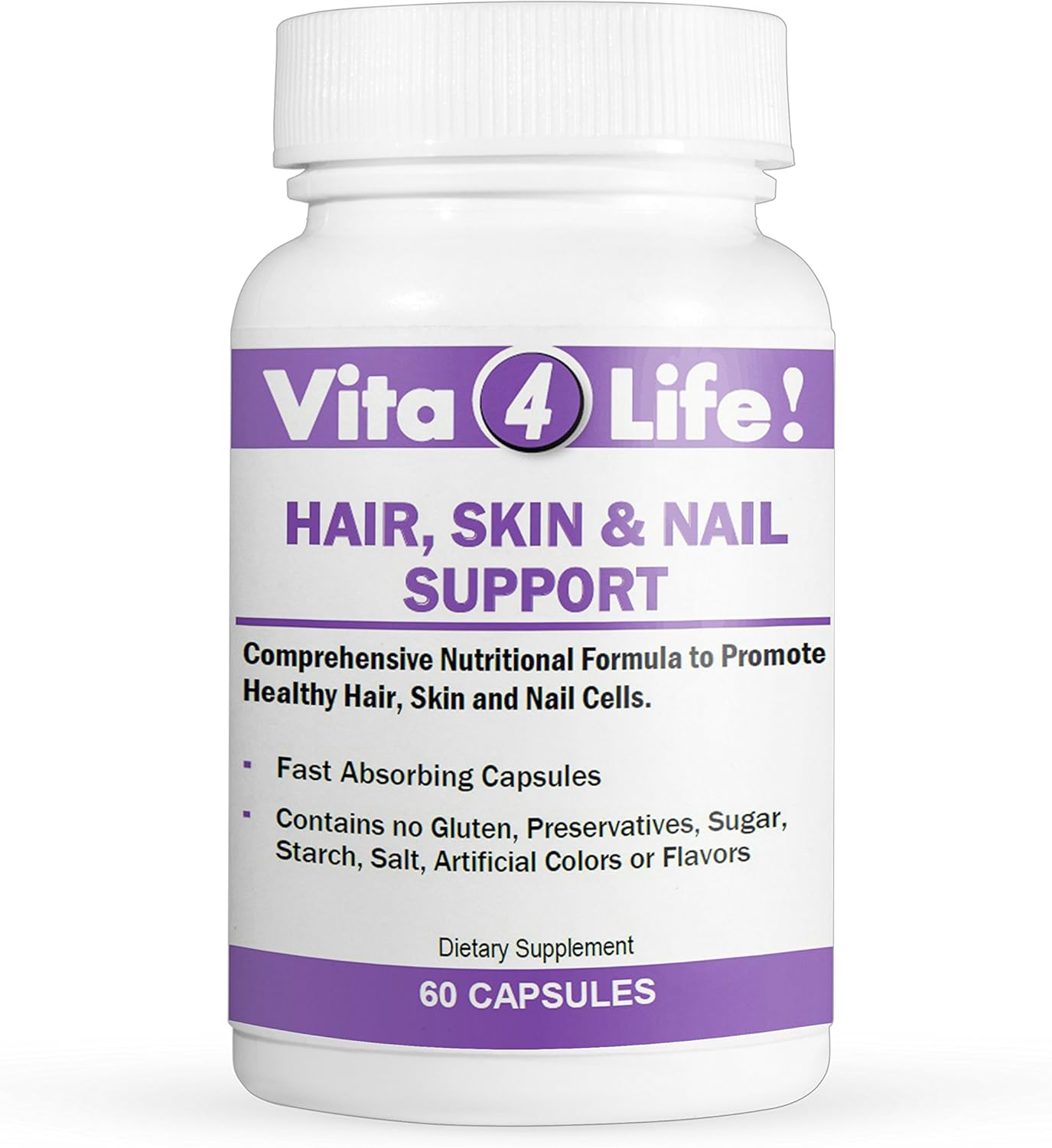 Hair, Skin, and Nail Support Supplement with 2000 Mcg Biotin and MSM - 60 Capsules