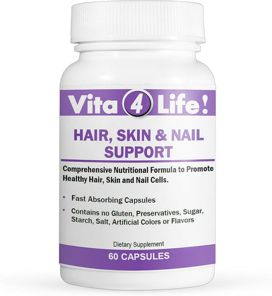 Hair, Skin, and Nail Support Supplement with 2000 Mcg Biotin and MSM - 60 Capsules