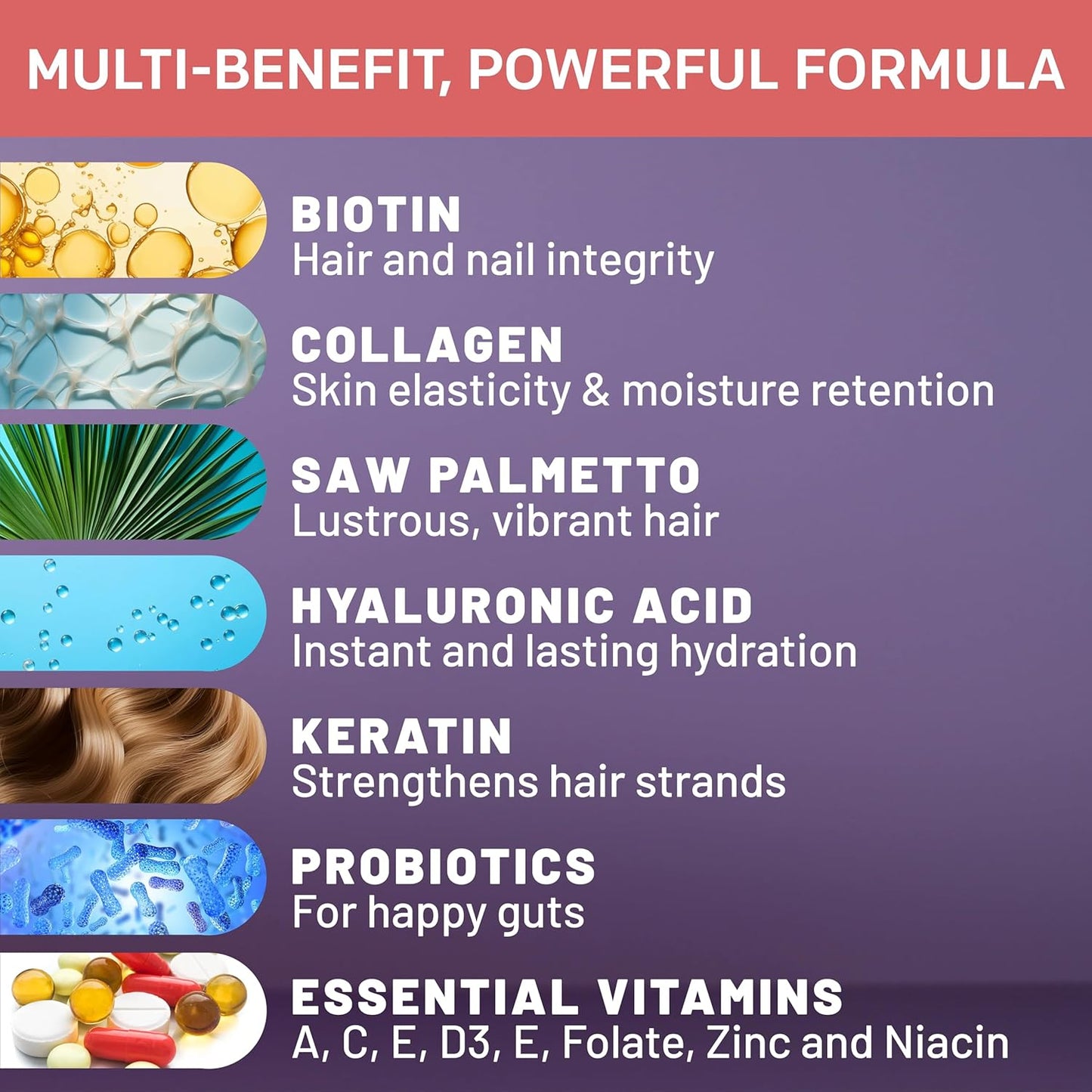 Hair, Skin, and Nails Vitamins with Biotin, Collagen, Probiotics, Saw Palmetto - 27-in-1 Formula for Growth and Health - 90ct - Immune Defense Quercetin with Bromelain - 28-in-1 - 120ct