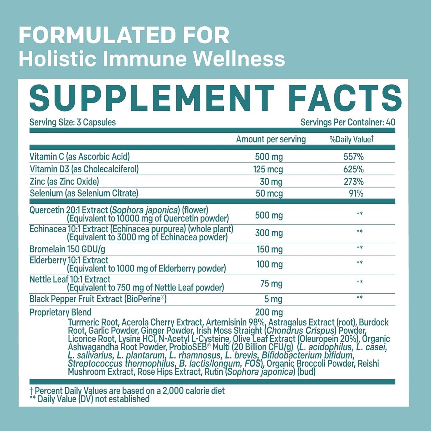 Hair, Skin, and Nails Vitamins with Biotin, Collagen, Probiotics, Saw Palmetto - 27-in-1 Formula for Growth and Health - 90ct - Immune Defense Quercetin with Bromelain - 28-in-1 - 120ct