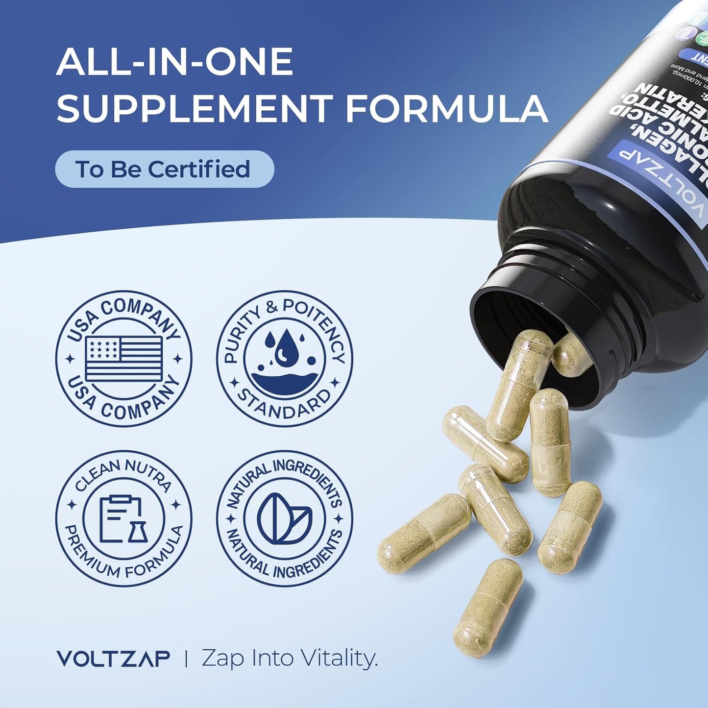 Hair, Skin, and Nails Vitamins with Collagen, Biotin, and Keratin - 90 Capsules