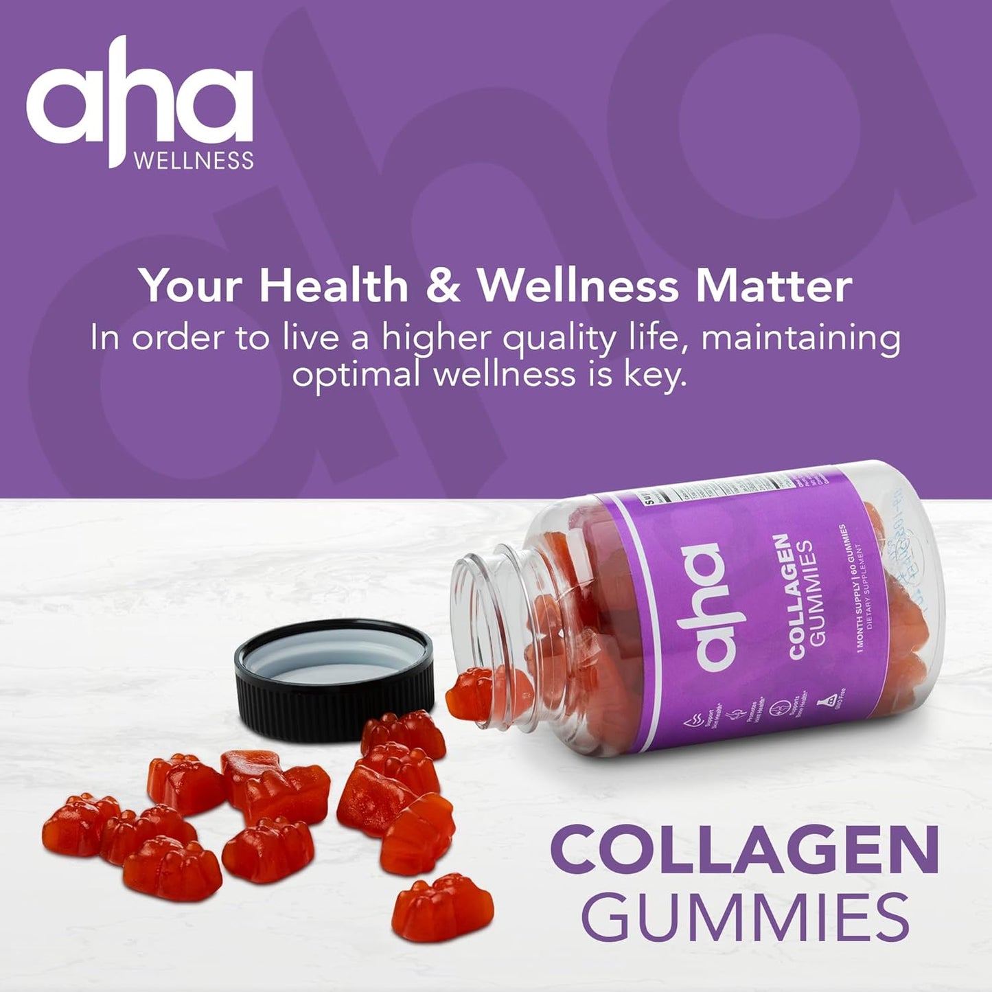 Hair, Skin, & Nails Collagen Support Gummies - 200mg Collagen Peptides with Vitamins C, E, & Zinc - Non-GMO - 30 Servings