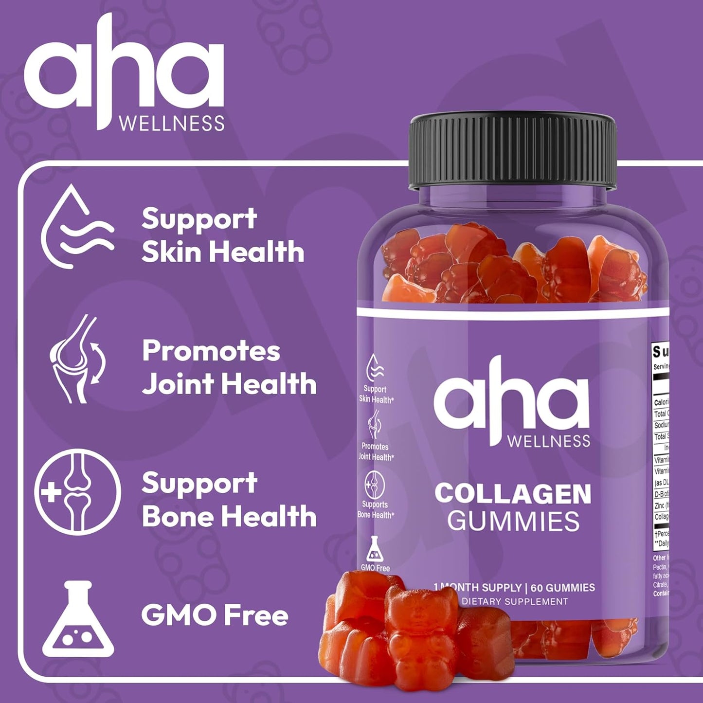 Hair, Skin, & Nails Collagen Support Gummies - 200mg Collagen Peptides with Vitamins C, E, & Zinc - Non-GMO - 30 Servings
