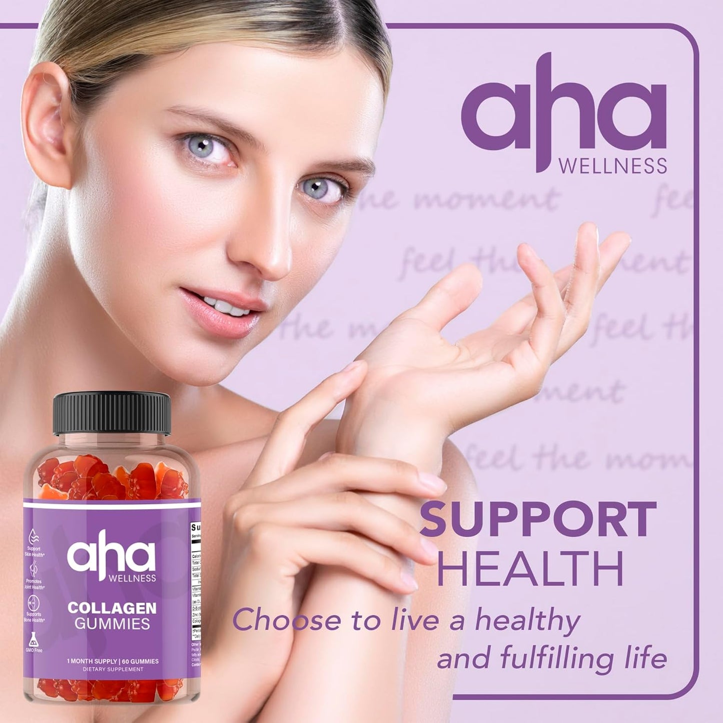 Hair, Skin, & Nails Collagen Support Gummies - 200mg Collagen Peptides with Vitamins C, E, & Zinc - Non-GMO - 30 Servings