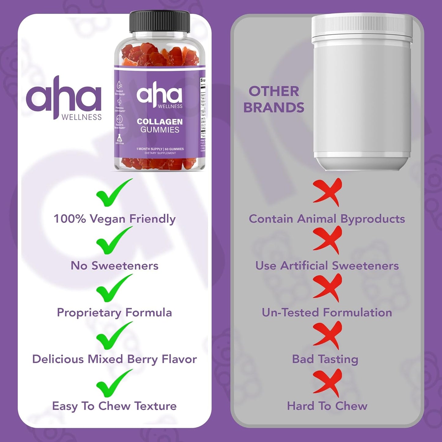 Hair, Skin, & Nails Collagen Support Gummies - 200mg Collagen Peptides with Vitamins C, E, & Zinc - Non-GMO - 30 Servings