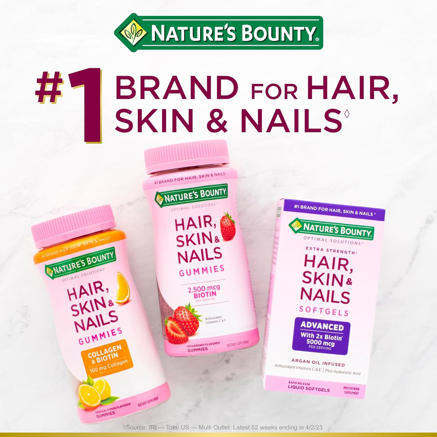 Hair, Skin & Nails Formula with 3,000 mcg Biotin - 60 Coated Caplets by Nature's Bounty Optimal Solutions