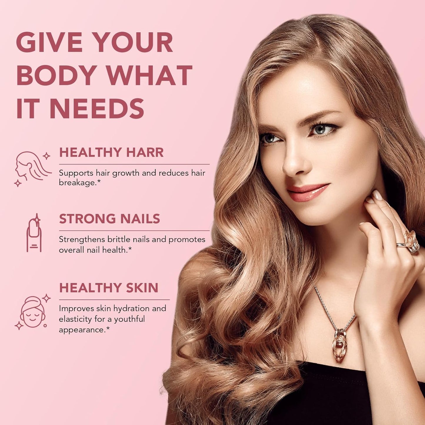Hair, Skin & Nails Supplement with Biotin, Collagen, Vitamins - 25-in-1 Formula for Men & Women - 120 Capsules