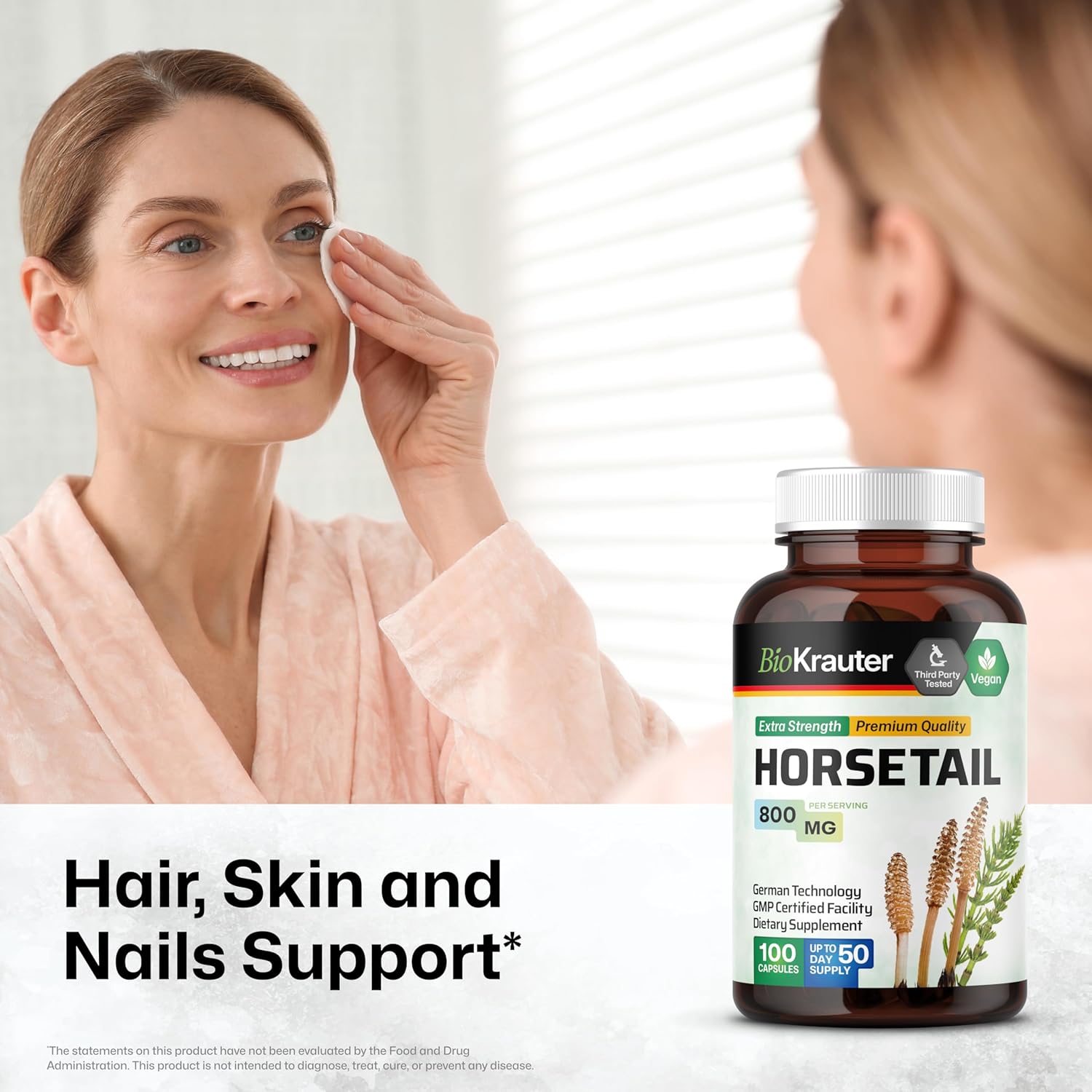 Hair Support Horsetail Herb Capsules - 800mg Strength - 100 Count - Natural Horsetail Powder Supplement - BoostGo Australia