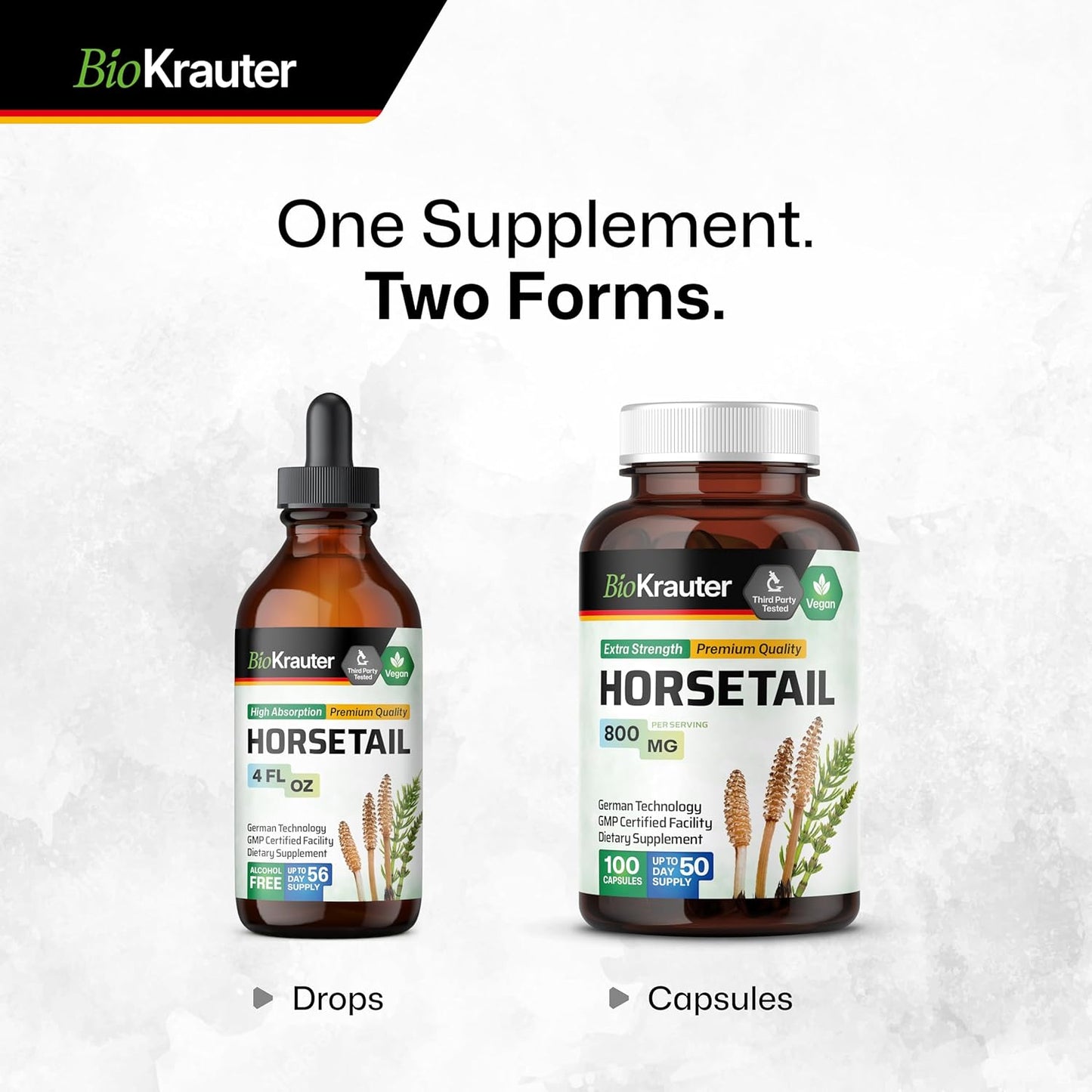 Hair Support Horsetail Herb Capsules - 800mg Strength - 100 Count - Natural Horsetail Powder Supplement - BoostGo Australia