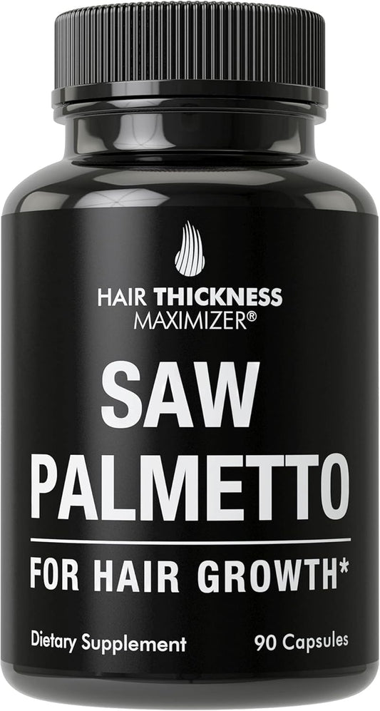 Hair Thickness Maximizer Saw Palmetto Capsules for Thicker Hair Growth & Less Shedding - DHT Blocker Supplement for Women & Men - 1200mg Serving Size