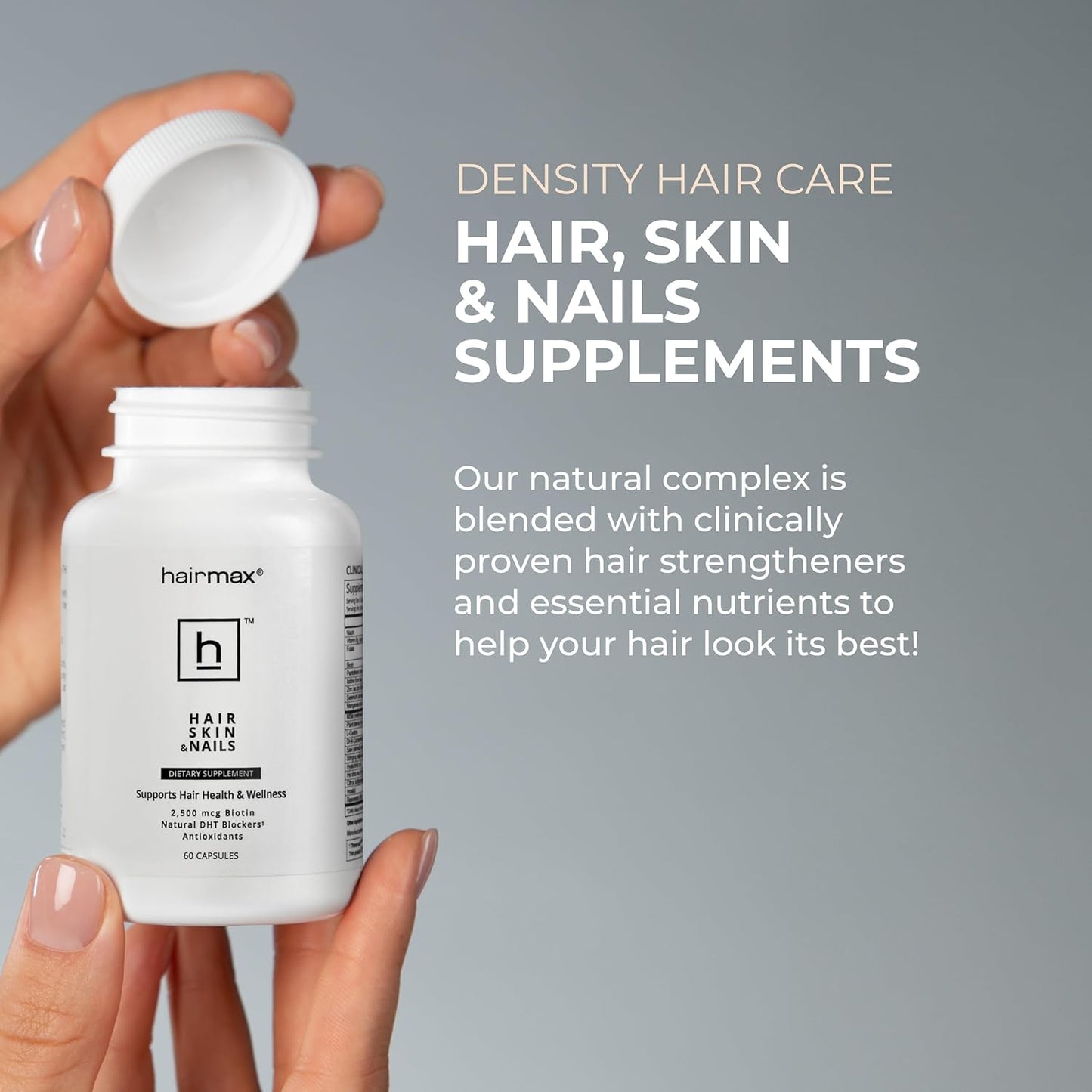 Hairmax Hair, Skin, and Nails Supplement for Hair Loss and Regrowth - 2500mcg Biotin, DHT Blocker, MSM, Antioxidants - Pack of 2