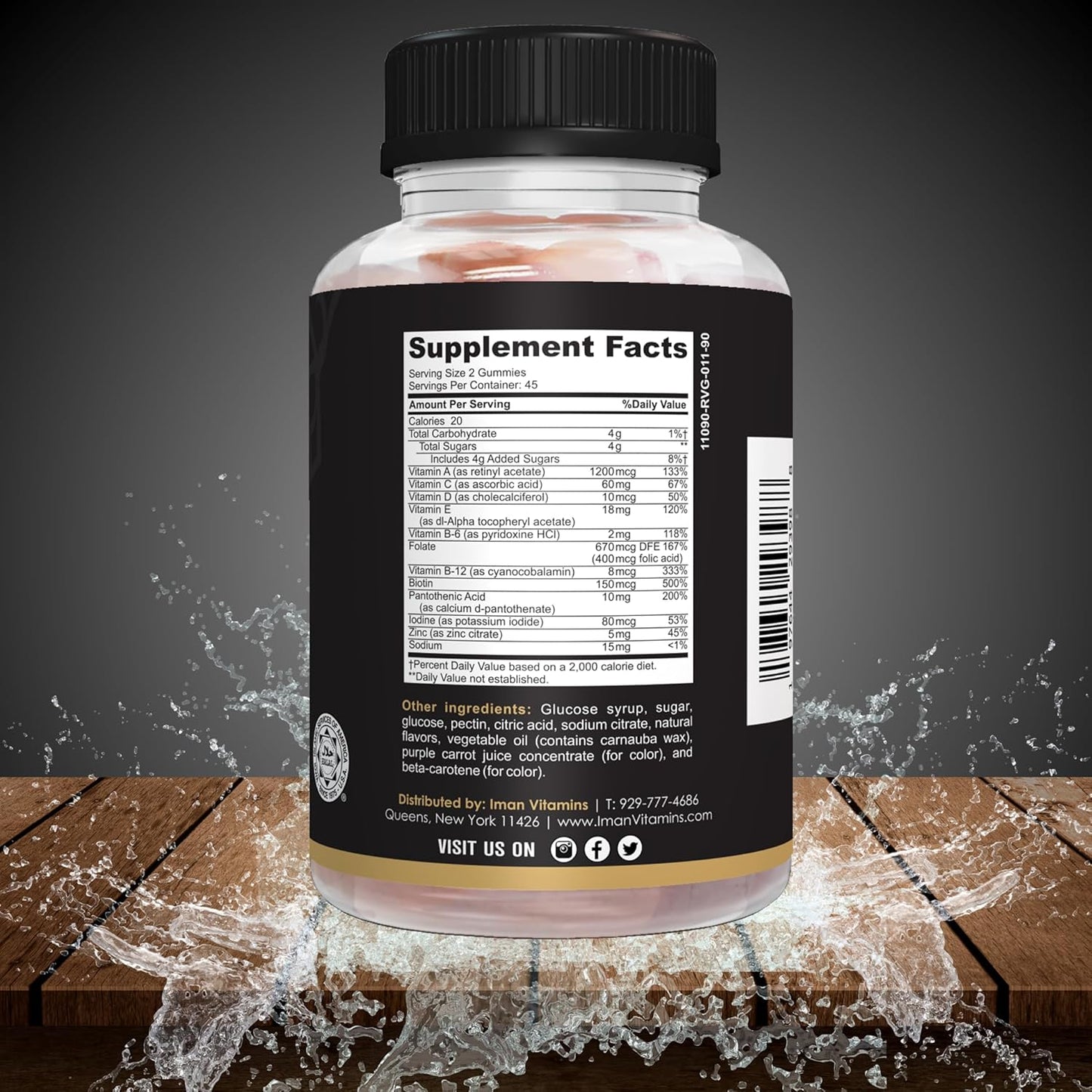 Halal Adult Multivitamin Gummies with Natural Immune Boost - 90 Count, Vegetarian & Non-GMO - Gluten, Gelatin, Peanut & Dairy-Free