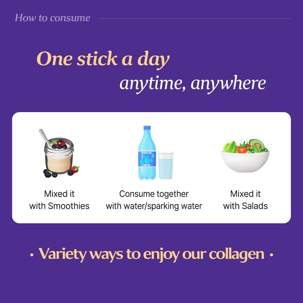 Halal Certified Korean Marine Collagen Powder Stick with Low Molecular Collagen, Glutathione, and Vitamin C for Fast Absorption