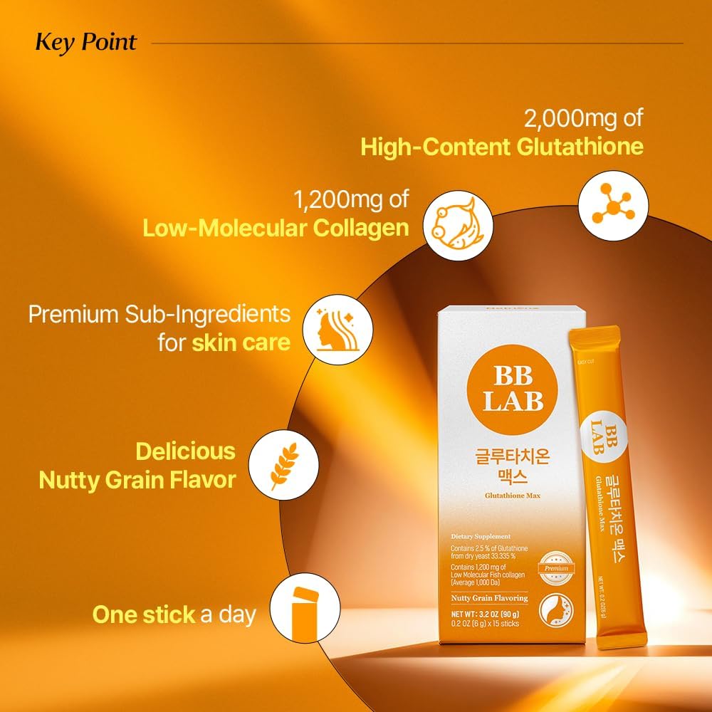 Halal Certified Korean Marine Collagen Powder Stick with Low Molecular Collagen, Glutathione, and Vitamin C for Fast Absorption