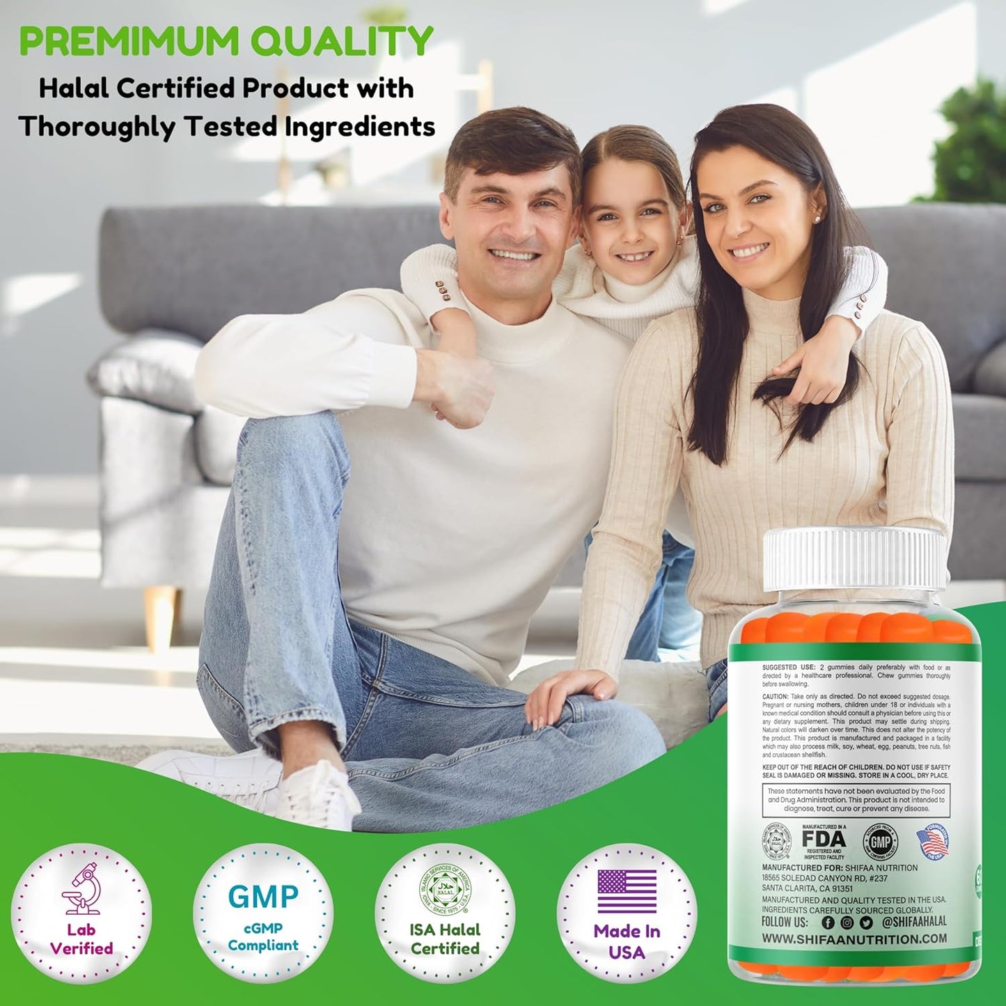 Halal & Gluten Free Fiber Gummies for Kids & Adults | 3g per Serving, 60 Gummies | Boosts Digestive Health & Immunity with Vegan Prebiotic | Non-GMO & Gelatin-Free