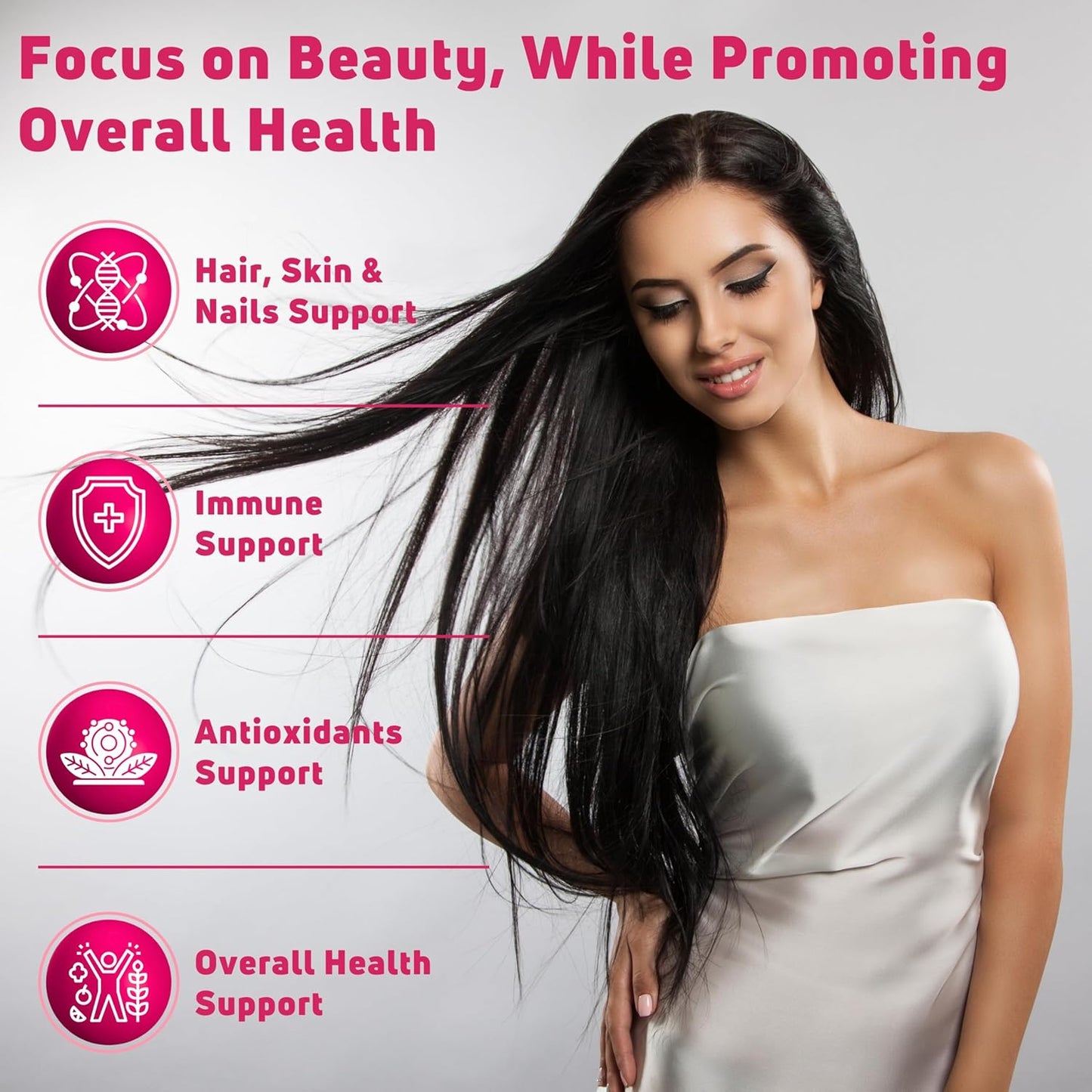 Halal Hair Skin and Nails Multivitamin Gummies with Biotin & Collagen for Women & Men - 30 Servings - BoostGo Australia
