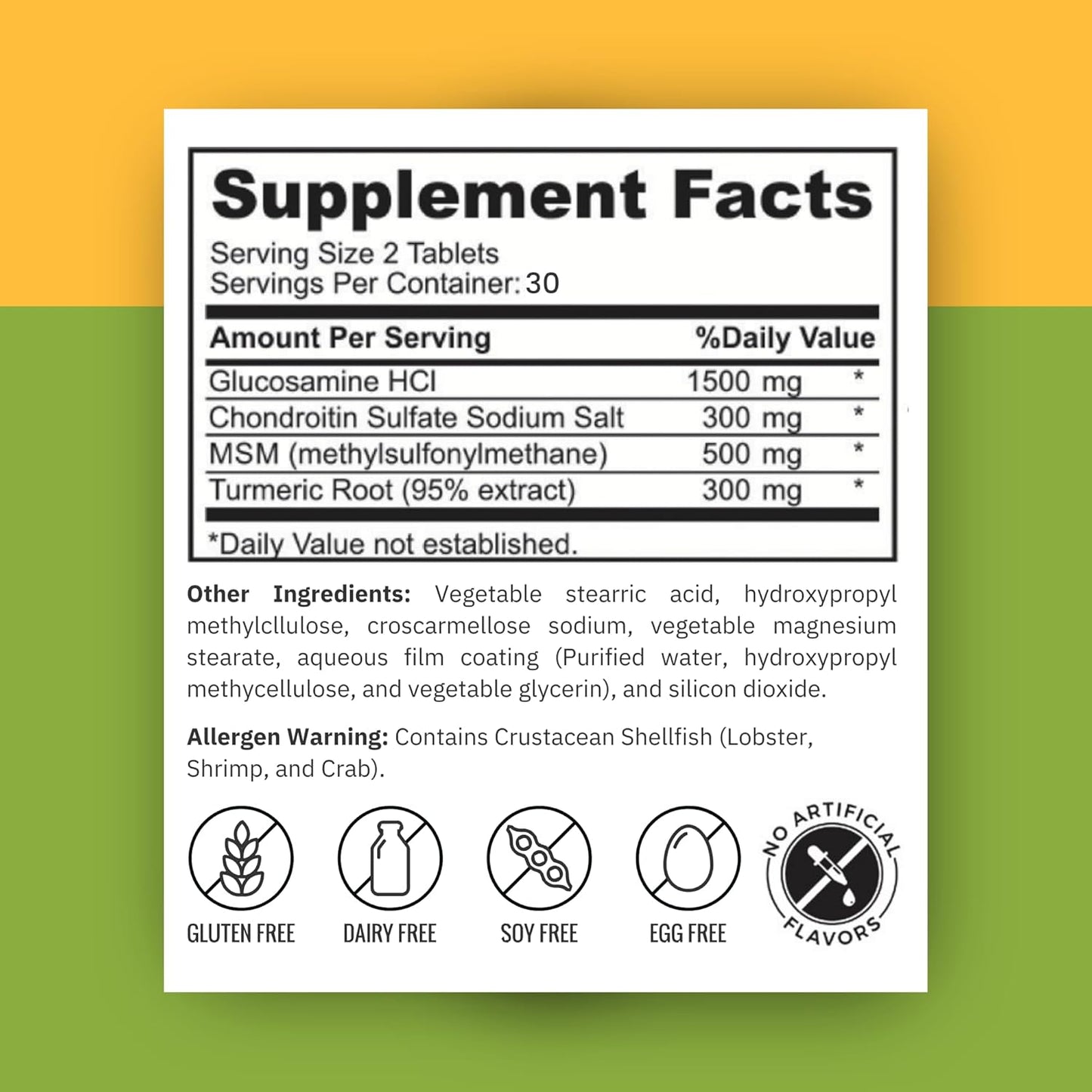Halal Joint Support Vitamins with Turmeric & Glucosamine for Mobility & Flexibility - 1 Month Supply, Gluten-Free, Gelatin-Free, Made in USA