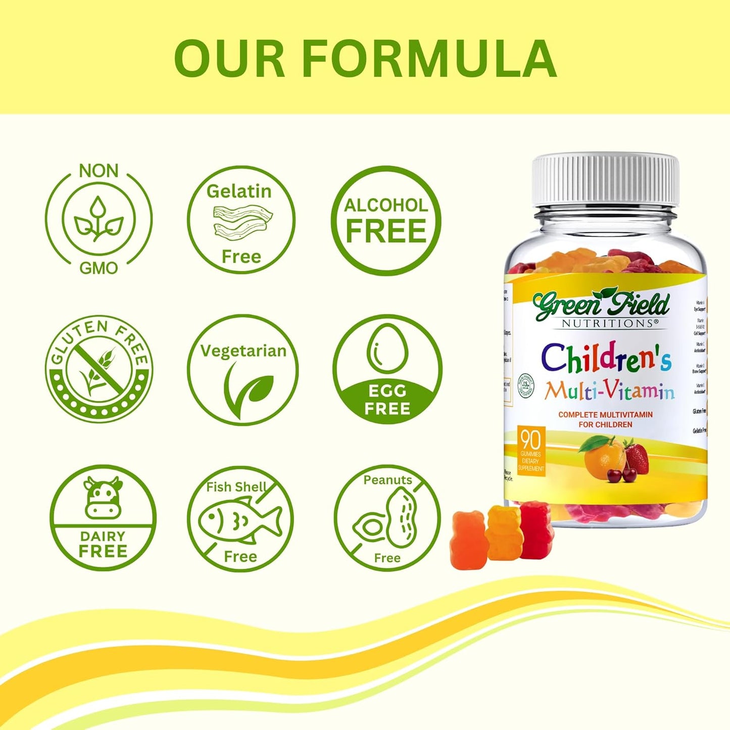 Halal Kids Multivitamin Gummies - Gelatin-Free with Essential Vitamins A, B, C, D, Iodine, Zinc for Immunity - Non-GMO - 90 Count - BoostGo Australia