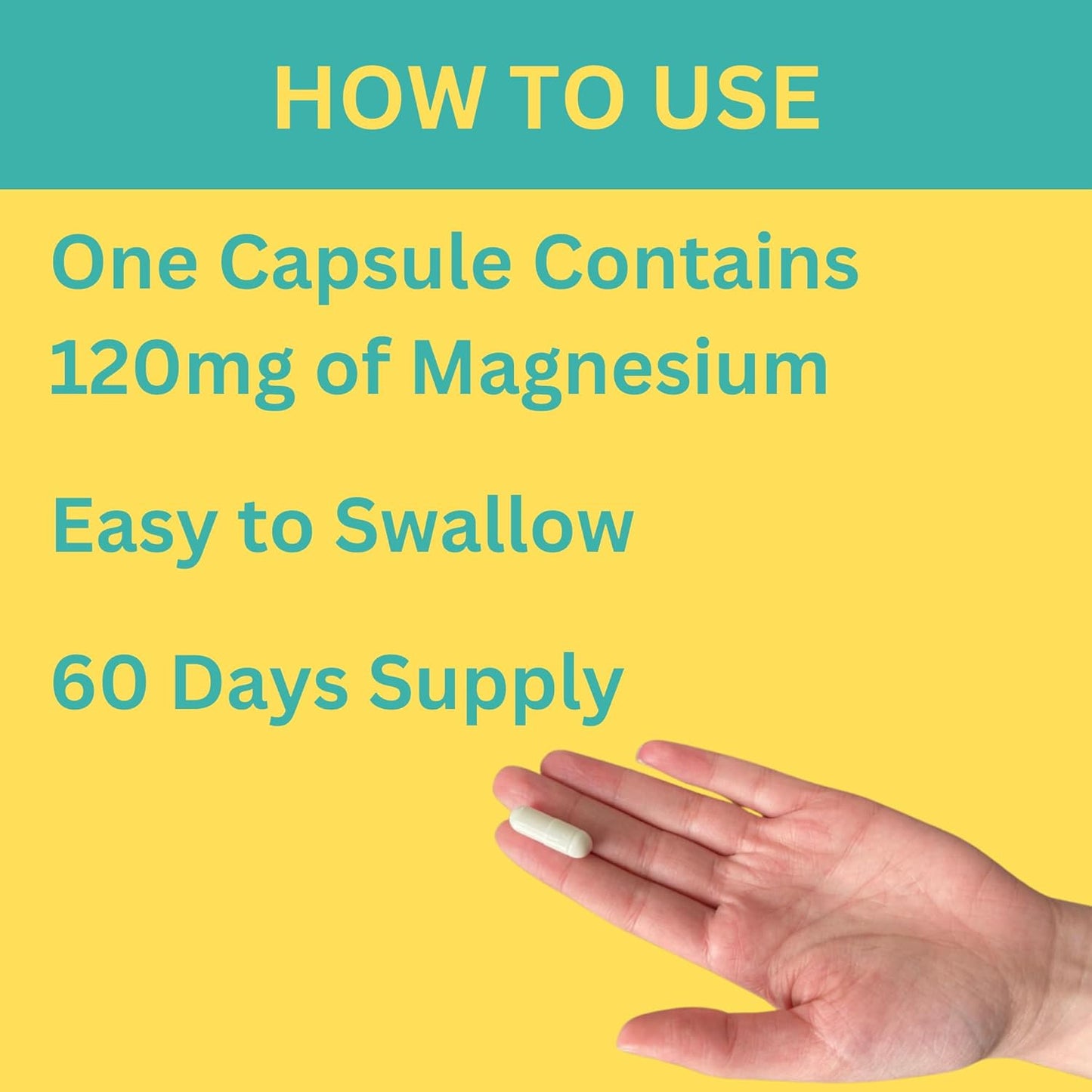 Halal Magnesium Glycinate Capsules - 120mg Pure Supplement for Nerve, Heart, Bones & Muscles - Gluten Free - Greenfield Nutritions