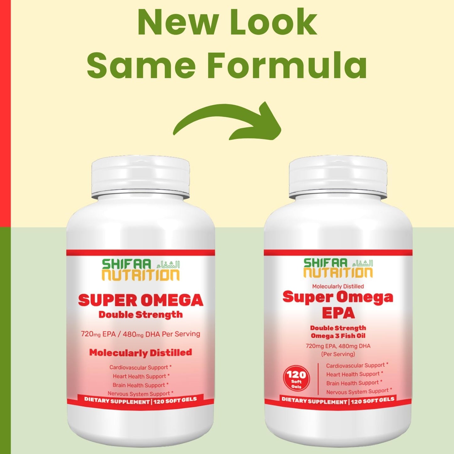 Halal Omega 3 Fish Oil Softgels - Double Strength, 120 Ct, Wild Caught & Non-GMO Fish Oil Supplements