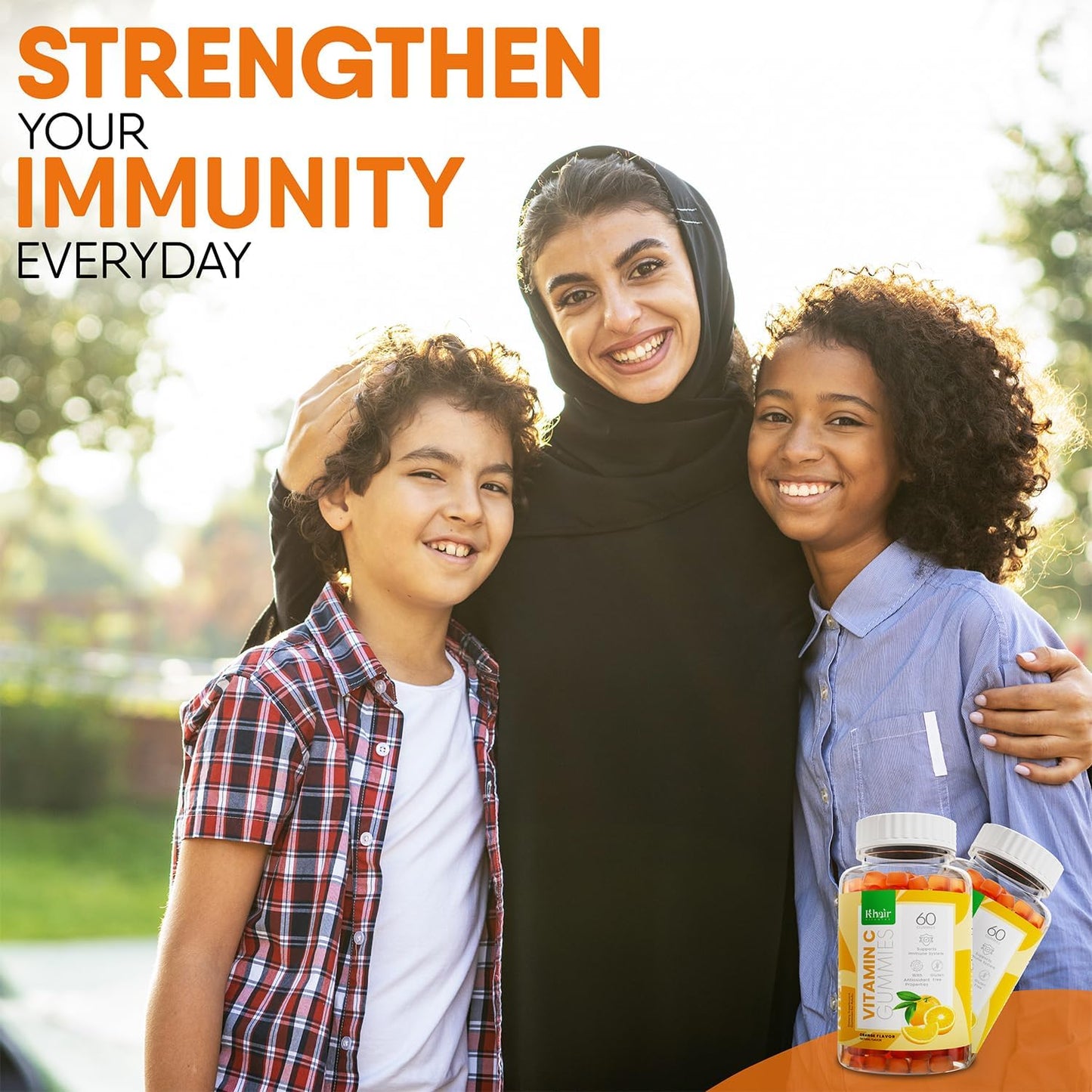 Halal Vitamin C Gummies - Non GMO, Gluten-Free, Gelatin-Free - Immune Support for Adults & Kids - 60 Delicious Halal Gummies