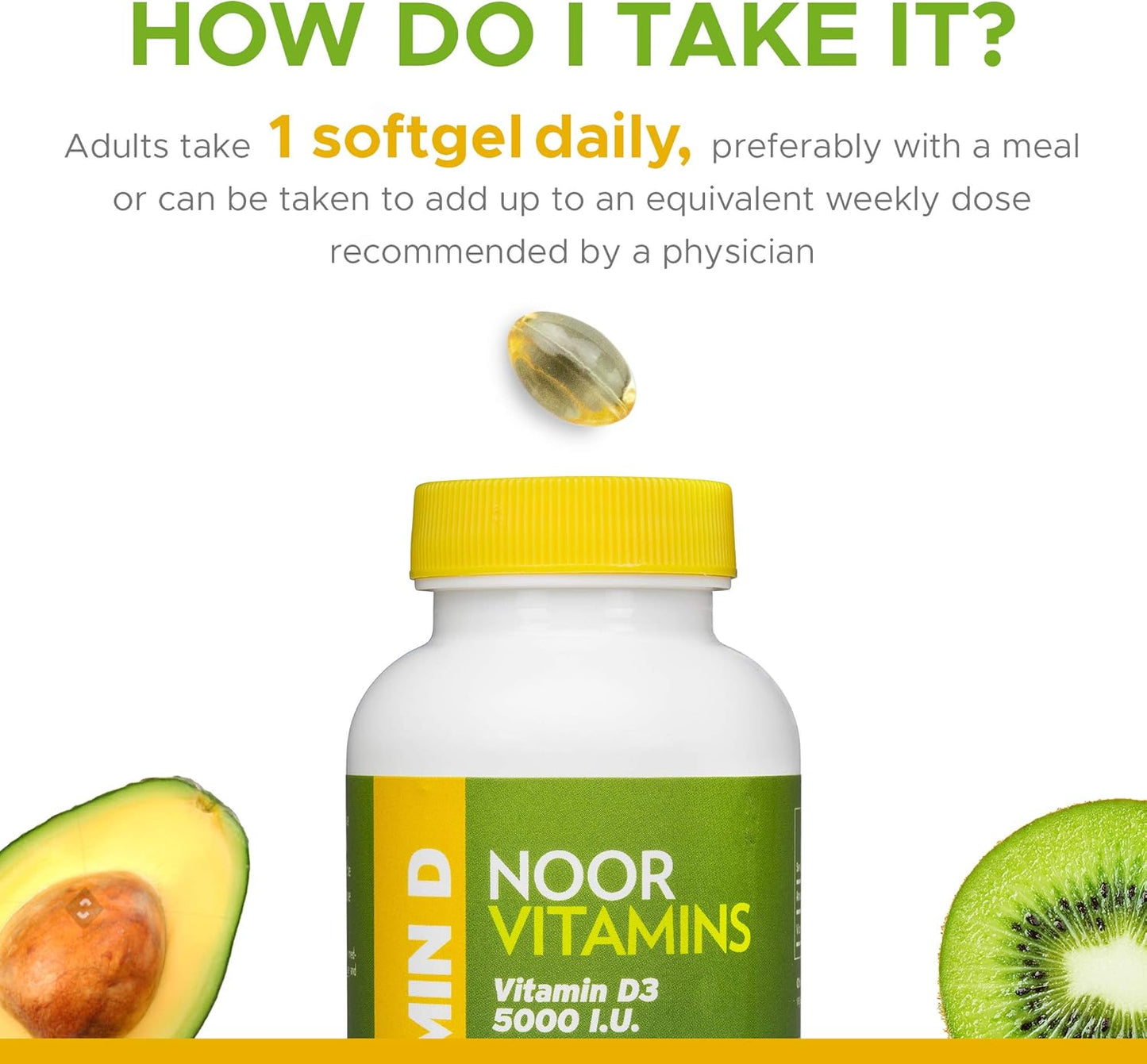 Halal Vitamin D3 Softgels 5000 IU for Bone, Immune & Heart Health - Non-GMO & Gluten Free (60 Count)