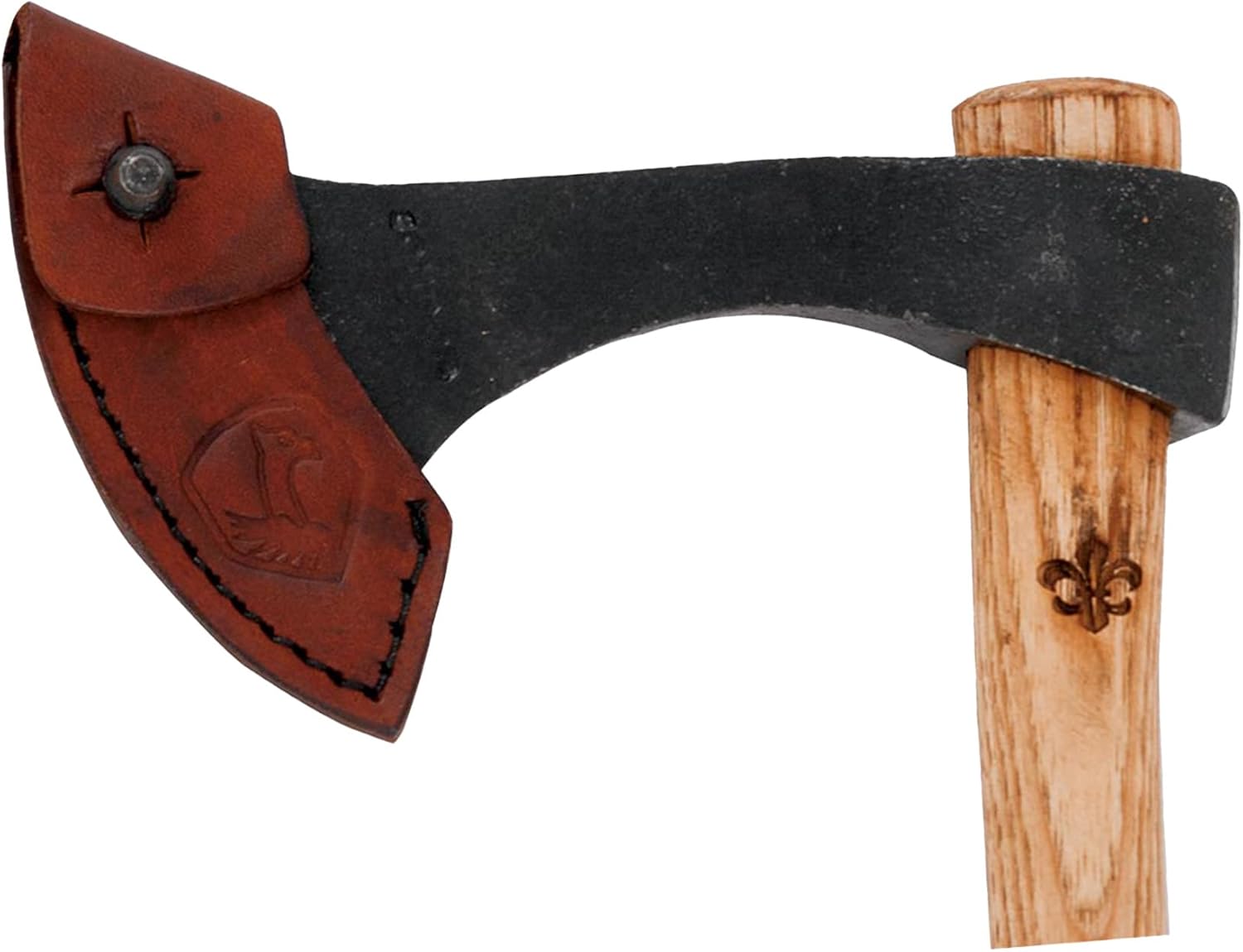 Handcrafted Francisca Throwing Axe with Leather Sheath - 1060 High Carbon Steel - Burnt Hickory Handle - 6.6in Blade
