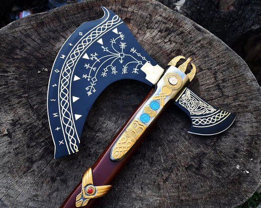 Handcrafted Viking Kratos Axe - God of War Bearded Cosplay Weapon Replica