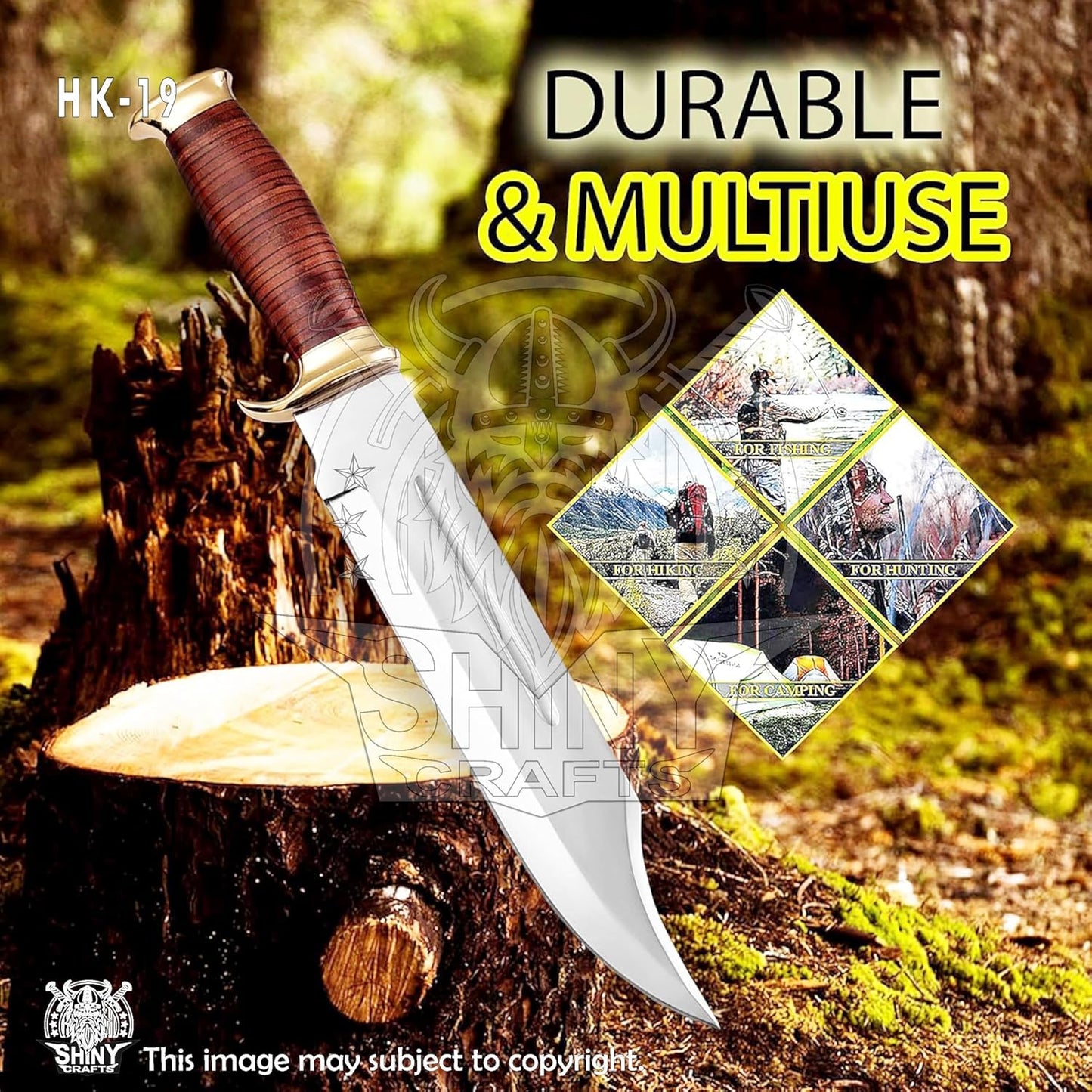 Handmade 18" Crocodile Dundee Knife with Leather Sheath - Fixed Blade Bowie Hunting Camping Knife