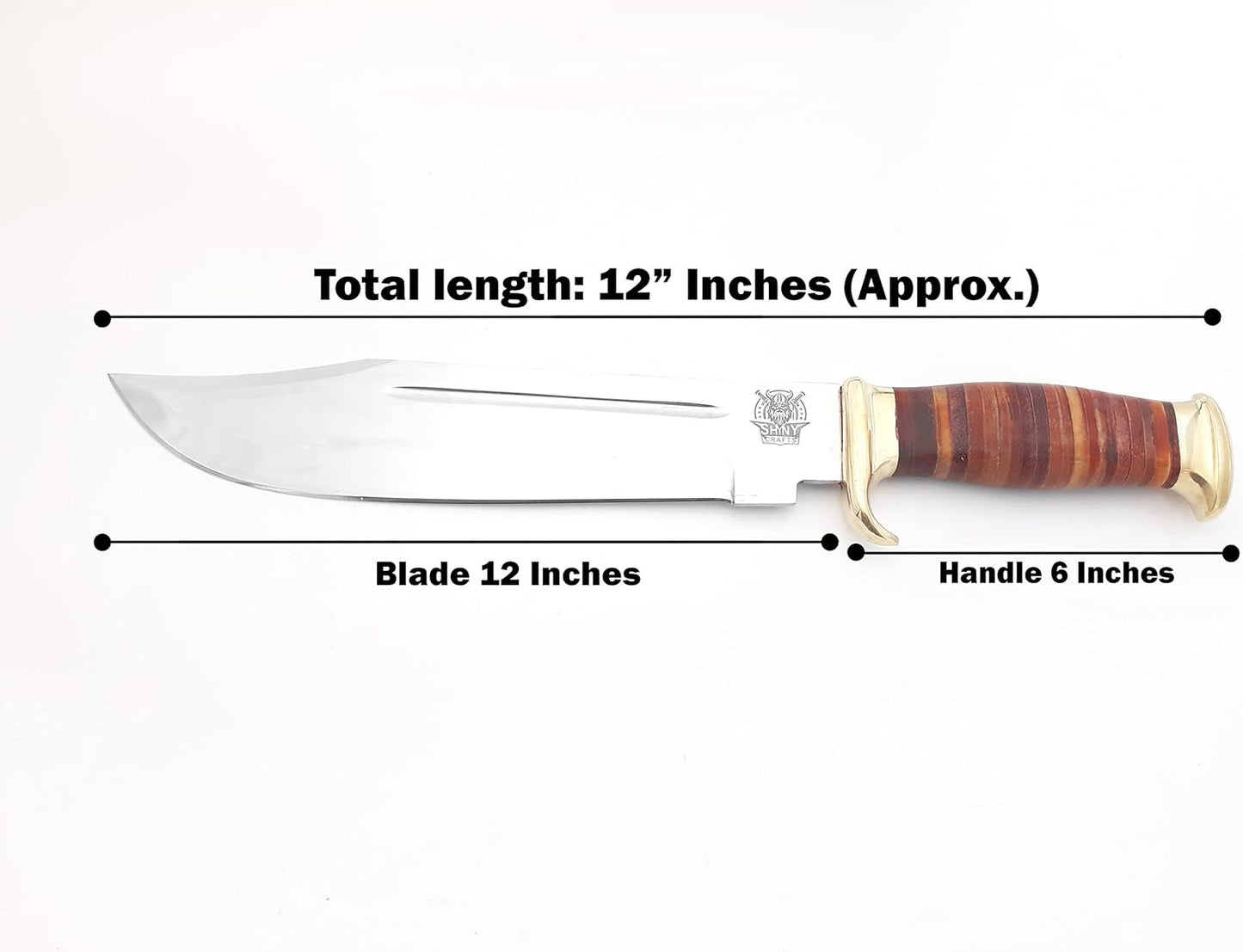 Handmade 18" Crocodile Dundee Knife with Leather Sheath - Fixed Blade Bowie Hunting Camping Knife