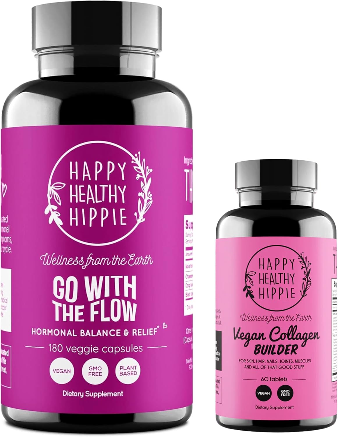 Happy Healthy Hippie Vegan Collagen Builder & Hormone Balance for Women - 180 Count
