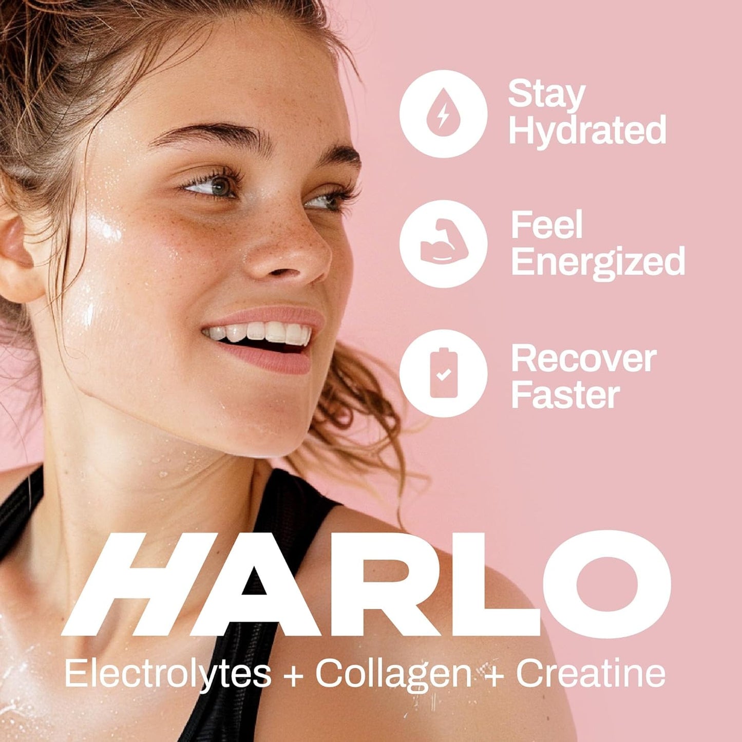 Harlo Grapefruit Salt Electrolyte Drink Mix with Collagen & Creatine - Energy Boost Powder for Pre & Post Workout