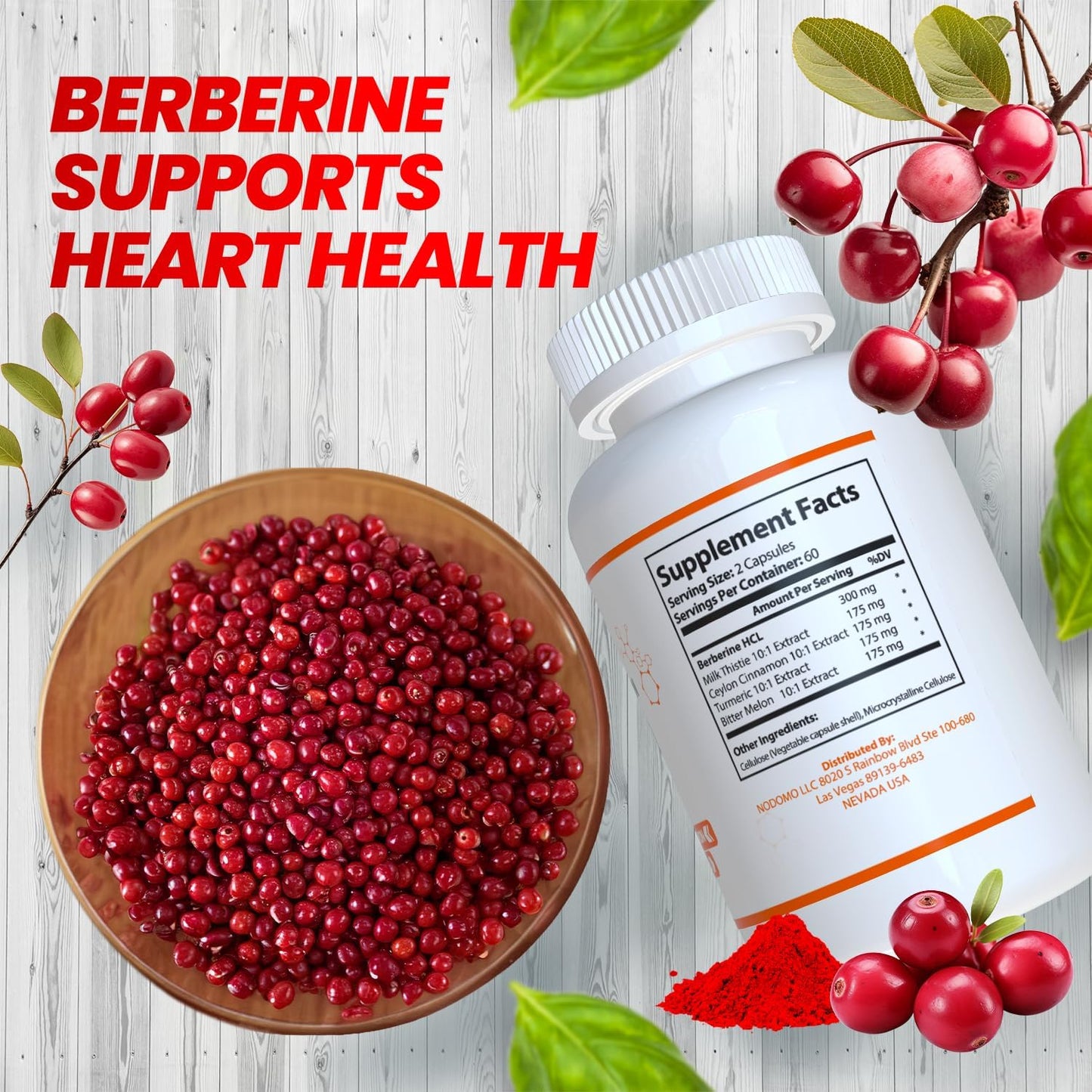 HARMONIFY Berberine Supplement with Ceylon Cinnamon, Milk Thistle, Turmeric, Bitter Melon - Immune Support - 60 Capsules, 1000 mg - Vegan & Non-GMO