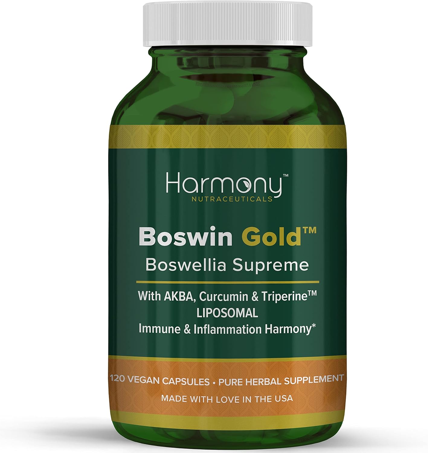 Harmony Nutraceuticals Boswin Gold Liposomal - Clinical Grade Synergized with Turmeric & Triperine for Maximum Bioactivity