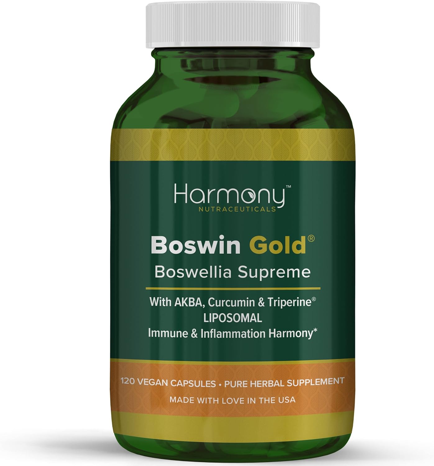 Harmony Nutraceuticals Boswin Gold Liposomal - Clinical Grade Synergized with Turmeric & Triperine for Maximum Bioactivity